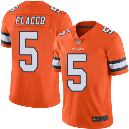 Men Denver Broncos #5 Joe Flacco Limited Orange Rush Vapor Untouchable Football NFL Jersey